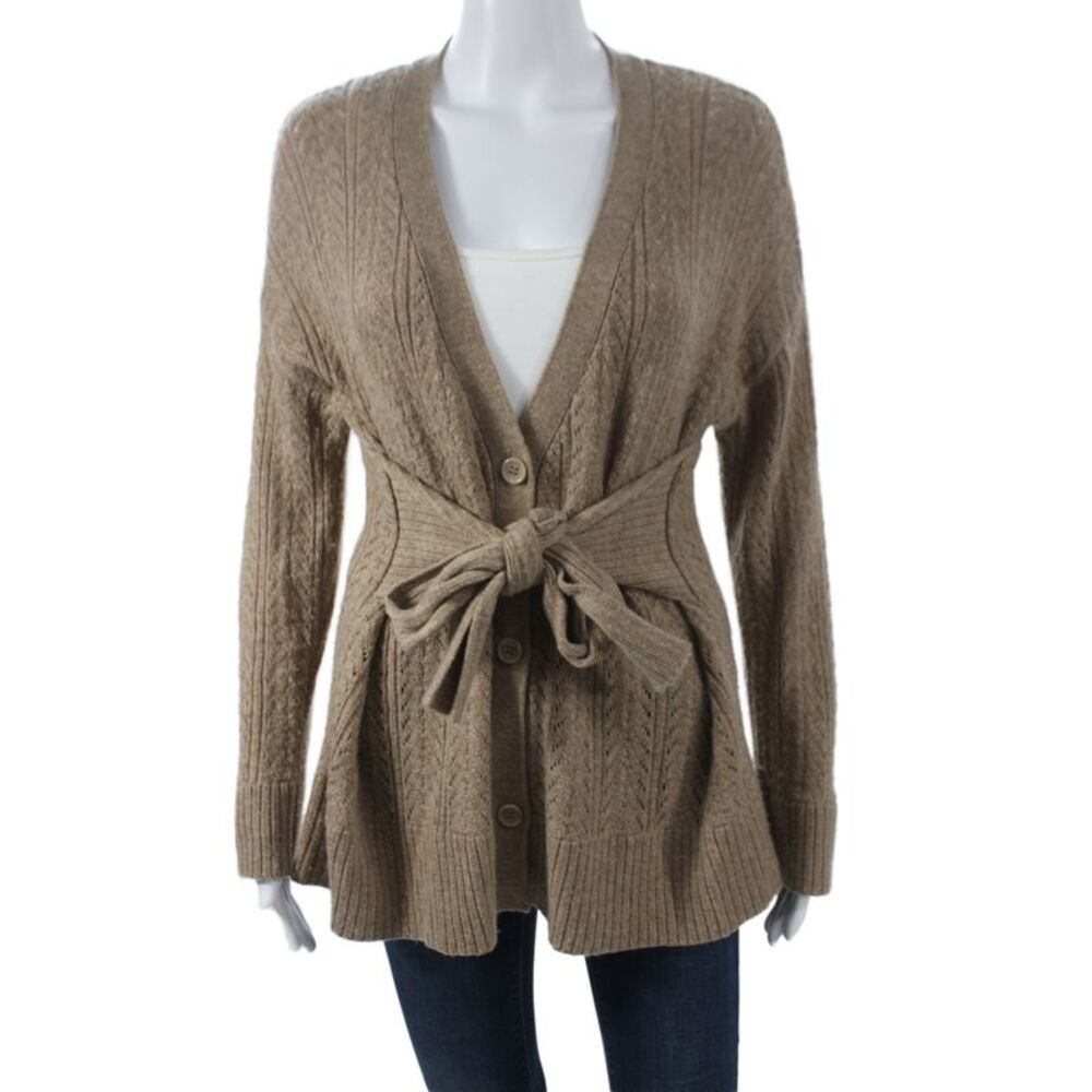 One Grey Day Women Cardigan Brown V Neck Button Long Sleeve Size M